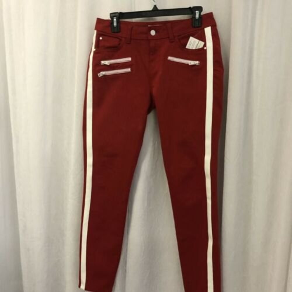 Guess Women's Jeans Red w/ White Stripe Mid Rise Skinny Size 29